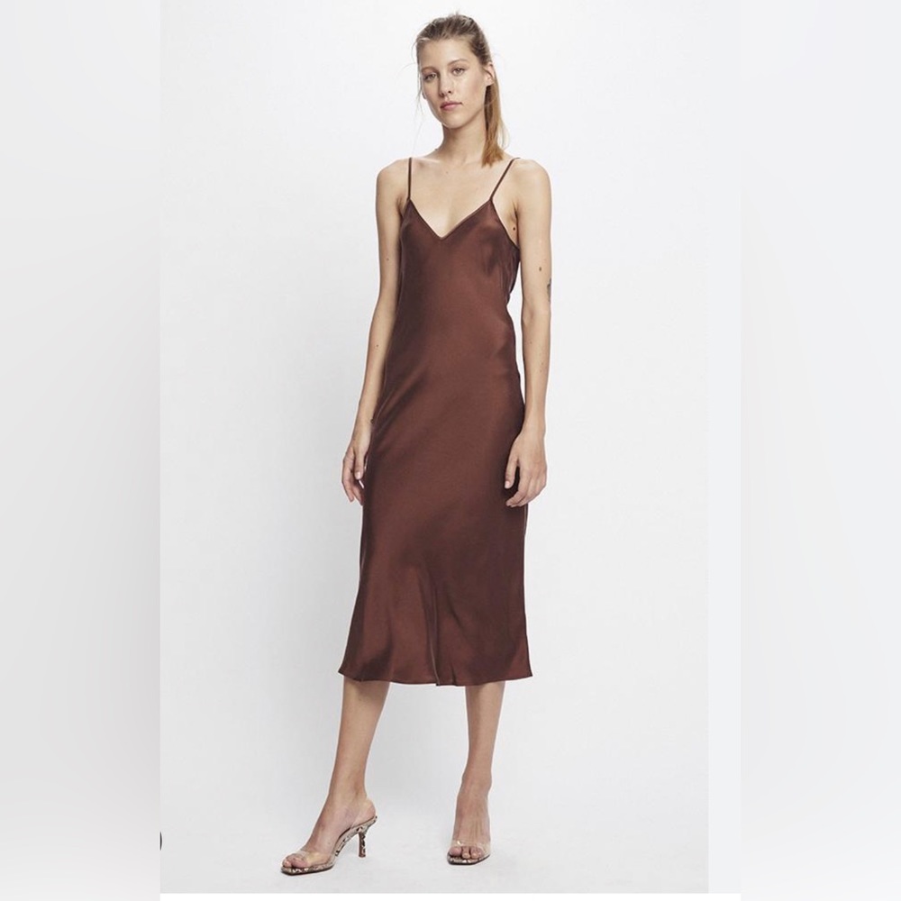 Silk Laundry 90s slip dress chocolate small